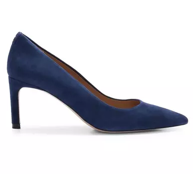 Туфли Hugo Boss Suede With Slim 7cm Heel And Branding, темно-синий