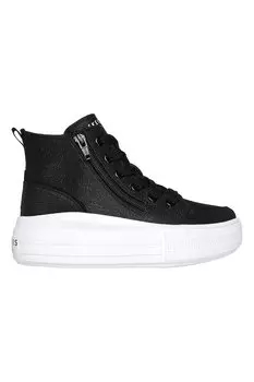Туфли из экокожи на высокой плоской платформе Skechers, черный