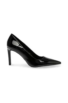 Туфли из экокожи с лаковым эффектом и каблуком-шпилькой Steve Madden, черный