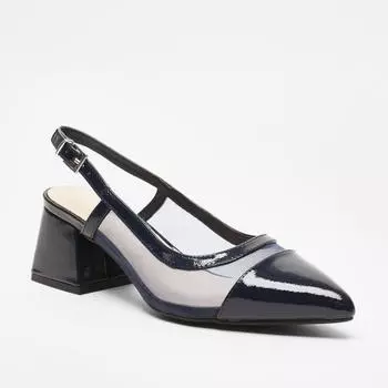 Туфли из искусственной кожи в сетку на низком блочном каблуке Quiz, синий