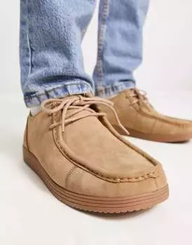 Туфли из искусственной замши New Look на шнуровке с камнем