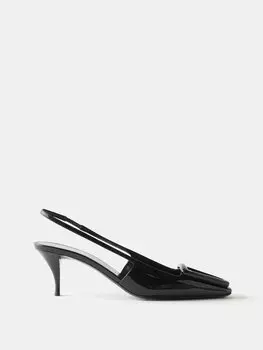 Туфли из лакированной кожи с пяткой на пятке Saint Laurent, черный