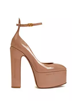 Туфли из пудровой кожи на каблуке Valentino Garavani