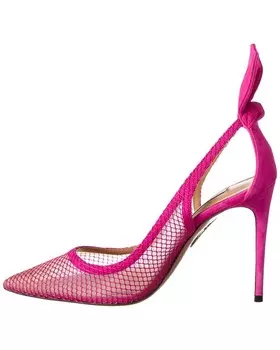 Туфли из сетки и замши Aquazzura Bow Tie 105, розовый
