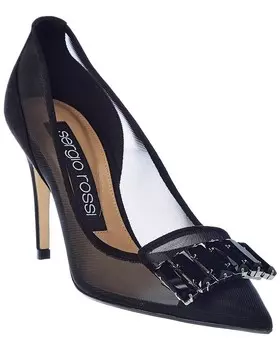 Туфли из сетки и замши Sergio Rossi SR1, черный