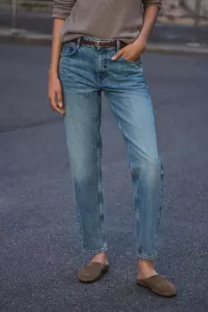 Туфли из замши на плоской подошве с открытой пяткой ZARA, хаки зеленый