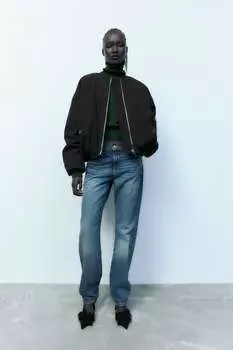 Туфли из замши с цветочными деталями ZARA, черный