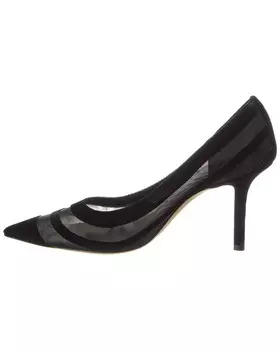 Туфли Jimmy Choo Love 85 из бархата и сетки с флоком, черный