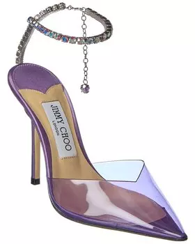 Туфли Jimmy Choo Saeda 100 из плексигласа и кожи, фиолетовый