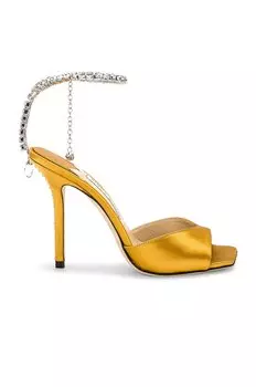 Туфли Jimmy Choo Saeda 100 Satin, цвет Sunflower & Crystal