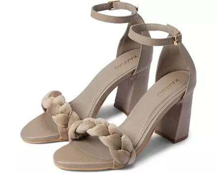 Туфли KAANAS Soho Chunky Velvet Braid Heel with Ankle Tie, цвет Taupe