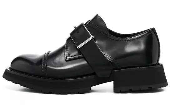 Туфли кожаные Alexander Mcqueen Monk с пряжкой, черный