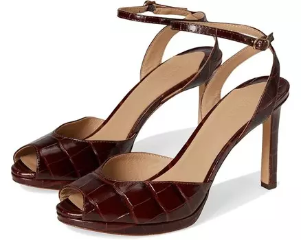 Туфли Lauren Ralph Lauren Kyla Crocodile-Embossed Leather Sandals, цвет Dark Mahogany
