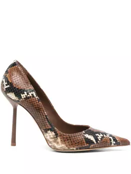 Туфли Le Silla 110 мм с принтом под змеиную кожу, коричневый