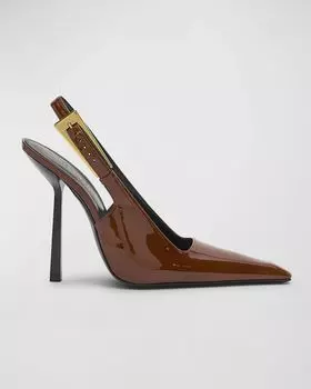 Туфли Lee с пяткой на пятке Saint Laurent, цвет Chataigne