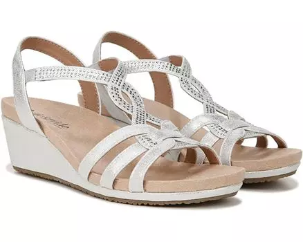 Туфли LifeStride Monaco Strappy Wedge Sandals, серебряный