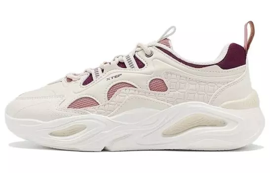 Туфли Lifestyle женские низкие белые песочно-серые/фиолетовые бегония Xtep