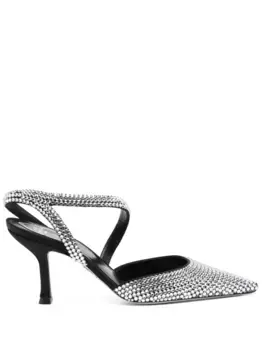 Туфли-лодочки 90 мм, украшенные кристаллами Ren Caovilla, черный