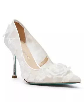 Туфли-лодочки Aimey с цветочной аппликацией и сетчатым каблуком-рюмочкой Betsey Johnson, слоновая кость/кремовый