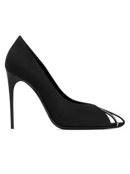 Туфли-лодочки Alix из шелкового атласа и стразов Saint Laurent, черный