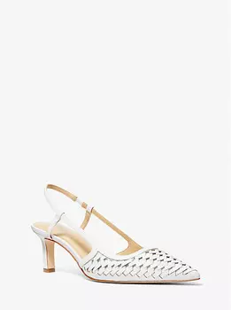 Туфли-лодочки Alora Hand-Woven Leather Slingback Michael Kors, белый