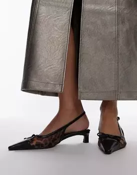 Туфли-лодочки Alya из сетки с ремешком на среднем каблуке с леопардовым принтом Topshop