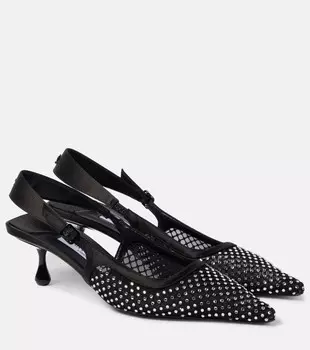Туфли-лодочки Amel 50 из сетки и атласа с декором Jimmy Choo, цвет black/crystal