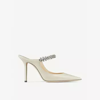 Туфли-лодочки Bing 100 на каблуке из лакированной кожи, украшенные кристаллами Jimmy Choo, цвет linen