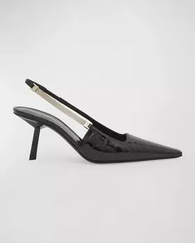 Туфли-лодочки Blake Croco с пяткой на пятке Saint Laurent, цвет Nero