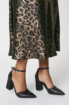 Туфли-лодочки Blanche на высоком блочном каблуке с ремешком на щиколотке Dorothy Perkins, черный