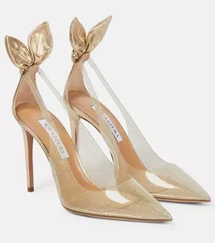Туфли-лодочки Bow Tie Plexi 105 Aquazzura, золотой