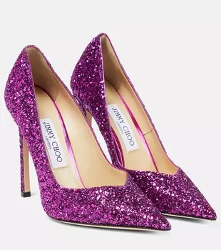 Туфли-лодочки Casse 100 с блестками Jimmy Choo, розовый