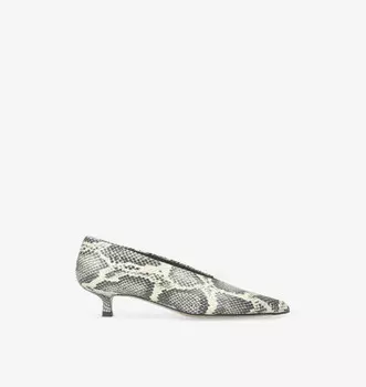 Туфли-Лодочки Clara из кожи с острым носком и каблуком со змеиным принтом Aeyde, бежевый