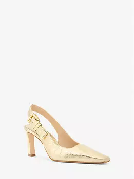 Туфли-лодочки Darrington Metallic Crackled Leather Slingback Michael Kors, золотой