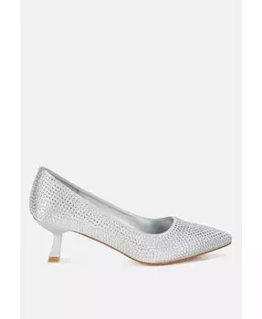 Туфли-лодочки Dinah на каблуке-рюмочке, украшенные стразами London Rag, серебряный