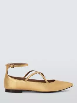 Туфли-лодочки для балерин из гиацинтовой кожи с перекрестным ремешком и острым носком John Lewis, золотой