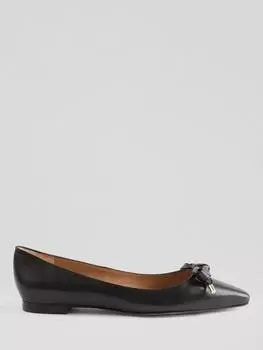 Туфли-лодочки для балерин из кожи мейбл с проушиной и бантиком L.K.Bennett, черный