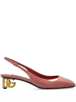 Туфли-лодочки Dolce & Gabbana DG с логотипом на каблуке, розовый