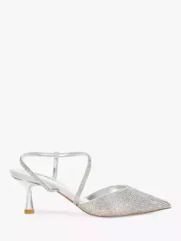 Туфли-лодочки Dune Competitive Crystal Pointed Toe Slingback, серебряный