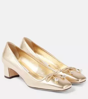 Туфли-лодочки Elme 45 из металлизированной кожи Jimmy Choo, золотой