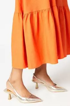 Туфли-лодочки Emma на остроконечном каблуке с ремешком на пятке и среднем каблуке Dorothy Perkins, золото