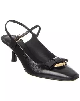 Туфли-лодочки Ferragamo Ophelia из кожи с открытой пяткой Salvatore Ferragamo, черный