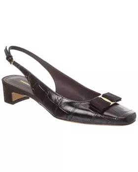 Туфли-лодочки Ferragamo Rivada из кожи с тиснением под крокодила Salvatore Ferragamo, коричневый