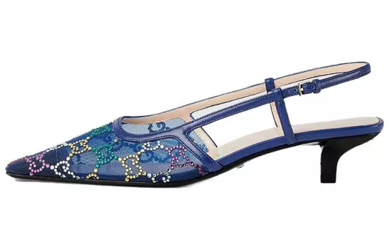 Туфли-лодочки GG 30 мм, украшенные кристаллами Gucci