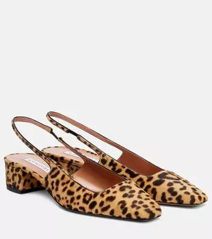 Туфли-лодочки Ginza 35 на шпильке из телячьей кожи Aquazzura, Natural