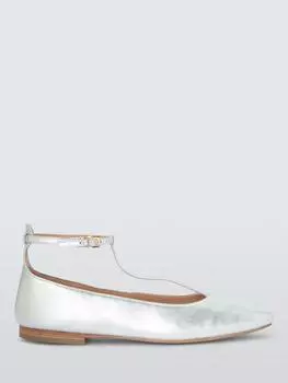 Туфли-лодочки harrie leather с футболкой mary jane ballerina John Lewis, цвет Silver Foil