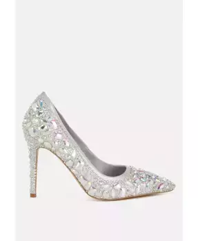 Туфли-лодочки Iceout с украшениями из стразов и камней Diamante London Rag, серебряный