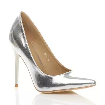 Туфли-лодочки из искусственной кожи на высоком каблуке-шпильке AJVANI, серебро