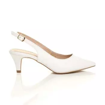 Туфли-лодочки из искусственной кожи с острым носком на среднем тонком каблуке и пятке AJVANI, белый