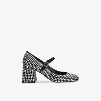 Туфли-Лодочки из искусственной замши на каблуке, украшенные стразами Steve Madden, черный